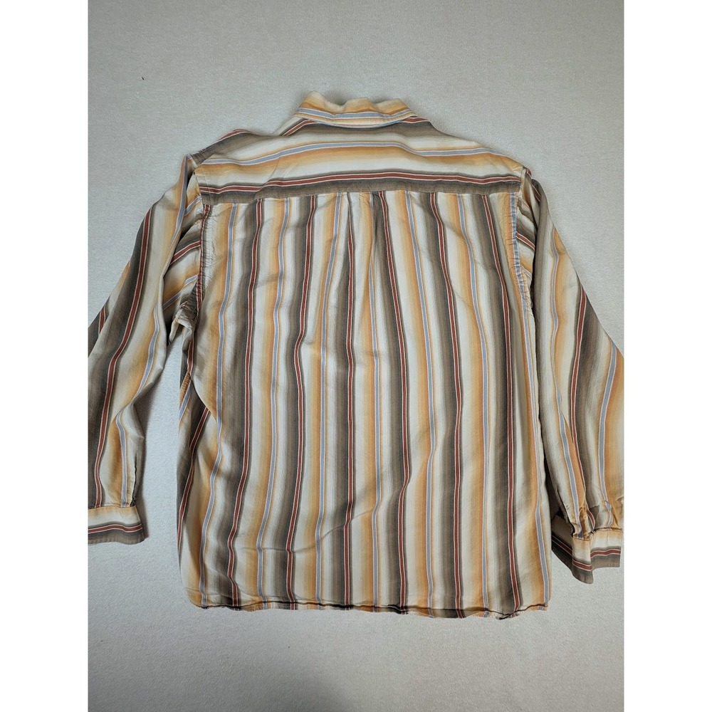 Tommy Bahama Men's Casual Shirt Size XL Striped Rust Tan‎ Blue 100% Silk Bold - Picture 6 of 6